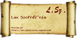 Lax Szofrónia névjegykártya